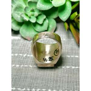 Alex Begay White Buffalo & Sterling <b>Silver</b> <b>Statement</b> <b>Ring</b> Asscher Cut Natural Stone Bezel Set Size 10.25 Everyday Wear - Product Image 4