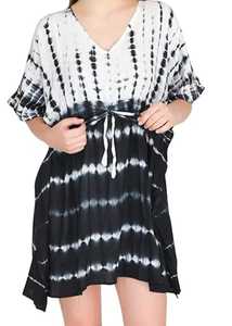 Cigain femmes solide col en v noir plage Bikini couverture 100% coton maillot de bain décontracté fête impression conception pour le printemps - Product Image 6