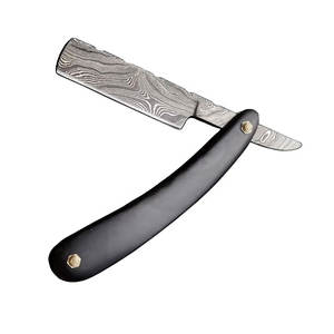 Cuchillo plegable de afeitar de acero damasco, alta calidad, el mejor regalo, maquinilla de afeitar recta con mango de madera para el peluquero del hombre - Product Image 6