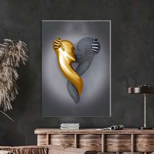 Obra de arte moderna impresa en lienzo: decoración de pared con diseño de pareja besándose, enrollada en lienzo tipo galería - Product Image 1