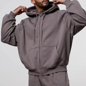 Custom Logo Mens 2-Piece <b>Hooded</b> Sweatpants Oversized <b>Zip</b> Hoodie Set Blank Plain Cotton Polyester Fleece Heavy Comfortable - Product Image 5