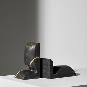 Revêtement mural moderne en marbre noir et or en forme de L, résistant au feu, en pierre solide pour villa et hôtel - Product Image 2