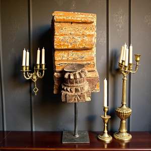 Soporte de Madera Maciza Vintage Indio, Tallado a Mano, Decoración de Pared Arquitectónica Duradera, Estilo Rústico Antiguo para Interiores del Hogar, Combinación Mixta 1 - Product Image 1