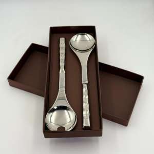 ชุดช้อนส้อมสแตนเลสสตีลแบบคลาสสิกสำหรับร้านอาหาร 2 ชิ้น ขัดเงาแบบโบราณ สีเงินธรรมชาติ สำหรับใช้ในบ้าน - Product Image 6