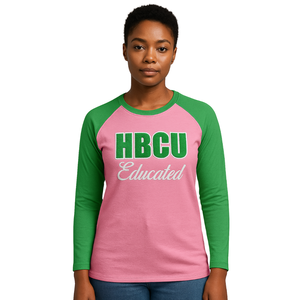 T-shirt à manches longues rose en coton chenille pour sororité grecque Divine Nine, style HBCU, tendance - Product Image 1