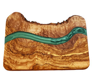 Planche à découper Intercraft en bois naturel et résine, design rivière, 30 cm, rectangulaire, pour petit-déjeuner, outil de cuisine intelligent en époxy - Product Image 1