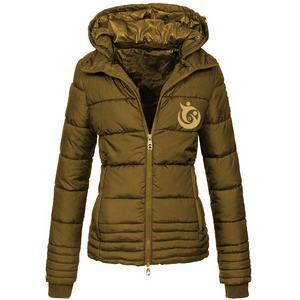 Women's Winter Eco-Friendly Custom Front Logo High Collar <b>Quilted</b> Zip Puffer Thick Coat Long Sleeve Breathable Waterproof - Product Image 5