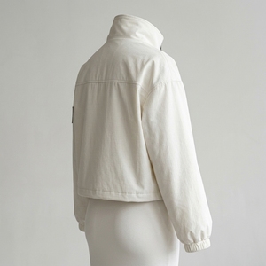 Chaqueta Cortavientos Ligera Blanca para Hombre, Cuello Alto, Cierre Completo, Chaqueta Deportiva Informal para Exteriores, Puños Elásticos - Product Image 2