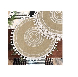 Alfombrillas tejidas redondas hechas a mano para mesa de comedor, accesorios de decoración para mesa de boda, diseño personalizado disponible - Product Image 1