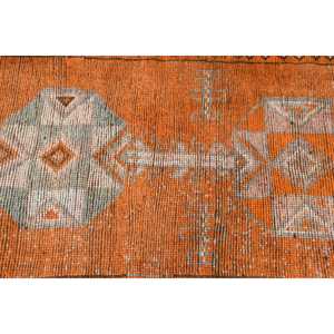 Tapis turc vintage 2,9x10,6 pieds, tapis en laine à motifs floraux orange et gris - Product Image 5