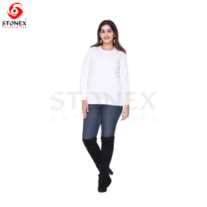 Venta al por mayor de manga larga de cuello redondo Crop Top Casual Solid Loose Fit Workout Cropped Pullover sudadera para las mujeres - Product Image 5