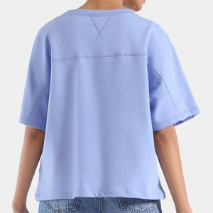 Camisetas de manga corta de verano de moda para mujer 100% algodón tejido personalizado al por mayor DISEÑO DE Panel de gran tamaño en blanco para hombres y mujeres - Product Image 4