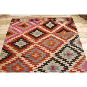Tapis turc de 5,1 x 7,6 pieds, tapis rouge ombré - Product Image 3