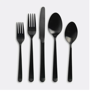 Ensemble de couverts en métal noir de 30 pièces ensemble de couverts en acier miroir de qualité alimentaire bon marché ustensile lavable au lave-vaisselle cuillère - Product Image 2