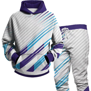 ชุดวอร์มสำหรับผู้ชายชุดเสื้อผ้าแบบสวมมีฮู้ดและกางเกงมีฮู้ดสำหรับผู้หญิงสีพื้น + กางเกง - Product Image 1