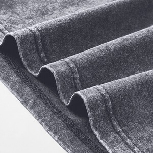 Top qualité surdimensionné unisexe lavage à l'acide t-shirt 100% coton solide Streetwear à manches courtes décontracté coupe ample chemises hauts pour hommes - Product Image 4