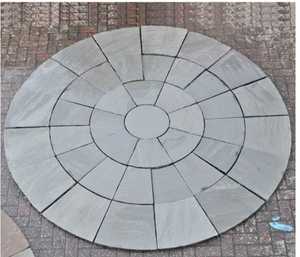 Pierre de jardin en grès de haute résistance Garda Buff Circle, finition naturelle honée, carrelage de conception moderne, usage extérieur polyvalent - Product Image 2