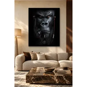 Portrait de gorille Fida avec écouteurs et piercings, impression sur toile - Product Image 2