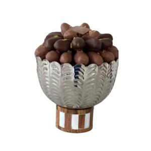 Vente chaude Élégant Argent Fini Bol À Chocolat Décoratif Avec Base En Bois De Luxe Pour La Décoration Intérieure Mariages Ramadan Décor - Product Image 1