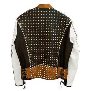 Chaquetas de Cuero Genuino Estilo Rock Punk, Chaqueta de Moto de Alta Calidad, Estilo Clásico, Ajustada, Vintage, Larga, Impermeable y Transpirable para Hombre - Product Image 5