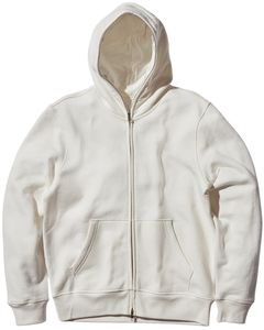 Sweat-shirt unisexe à capuche zippée en molleton de coton épais blanc uni avec poches kangourou et capuche à cordon de serrage, décontracté, OEM - Product Image 1