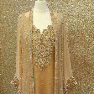 NEW--BEAUTIFUL LOURD KURTA AVEC PANTALON ROBE EMBELLIR BRODERIE AVEC CRISTAL VERRE PERLES, DABKA, TRAVAIL pour Partie-USURE/DE MARIAGE @ 2022 - Product Image 1