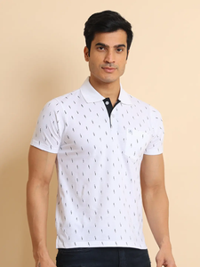 Camiseta elegante de ajuste Regular para cuello y Media manga para hombre, diseño estampado a la moda, ropa informal con bolsillo en el pecho, transpirable, 100% algodón - Product Image 5