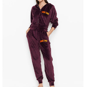 Wholesale <b>Women</b> <b>Velour</b> <b>Tracksuit</b> Velvet Two Piece Set Zipper Jacket and Pants Comfortable Lounge Wear Outfit Velvet <b>Tracksuit</b> - Product Image 1
