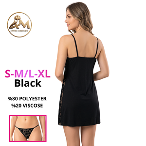 Chemise de nuit en satin pour femmes, sexy, en dentelle, sans manches, style babydoll - Product Image 3