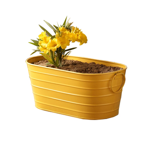 Maceta de Metal para decoración del hogar y decoración de jardín de Hotel, maceta decorativa de alta calidad para flores, acabado amarillo - Product Image 1