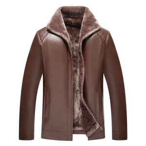 Veste d'hiver pour homme de style vintage avec col montant, imperméable, logo frontal, design en cuir véritable avec fourrure - Product Image 4