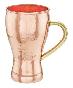 Design moderne Tasse en cuivre naturel martelé avec poignée en laiton Gobelet à bière en métal émaillé fini mat pour les fêtes - Product Image 1