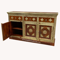 Armoire de rangement de salon coin bois laiton travail deux portes Buffet armoire Buffet rétro pour salle à manger