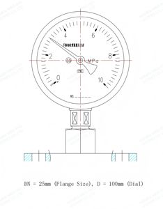Pengukur Tekanan Diafragma Baja Tahan Karat 0-16 Bar 100mm dengan Sambungan Flensa DN25 untuk Industri Kimia Buatan China - Product Image 5