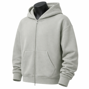 Sudadera con capucha extragrande para hombre, con cremallera completa, de forro polar grueso, de color liso, estilo urbano, personalizable. - Product Image 3