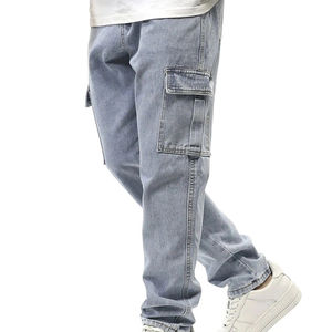 Pantalones Vaqueros de Mezclilla de Algodón de Alta Calidad al por Mayor, Corte Slim Fit Recto, Efecto Bigote, Lavado Desgastado, Pantalones Vaqueros para Hombre - Product Image 1