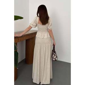 Beige Pleated <b>Linen</b> Suit - Beige - Product Image 5