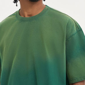 Camiseta de algodón Pima de cuello redondo de manga corta holgada de 260G, camiseta en blanco desgastada con lavado ácido de algodón 100% de verano - Product Image 4