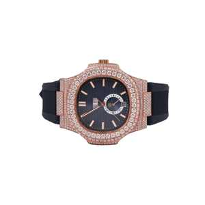 Atractivo Reloj de Hombre de Lujo Personalizado con Correa de Cuero, Acero Inoxidable, Resistente al Agua, Estilo Hip Hop, con Diamantes Moissanite Tallados en Espiga, India - Product Image 3