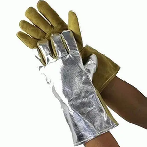 Aluminized Cow Split <b>Leather</b> Welding <b>Gloves</b> <b>Long</b> Cowhide Genuine <b>Leather</b> Safety <b>Gloves</b> Work Protection Industrial Welding - Product Image 6