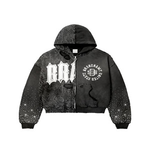 2024 Custom Quality High Baggy Streetwear Quality Luxury Cotton <b>Thermal</b> Printed Zip up Plus Size <b>Men</b> Hoodies - Product Image 1