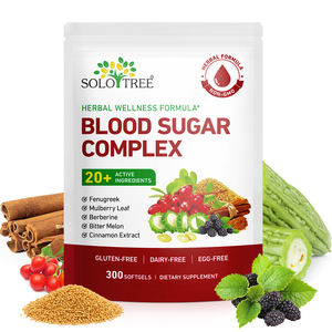 Капсулы SOLOTREE для контроля уровня сахара в крови для женщин и мужчин, 300 мягких капсул, под собственной торговой маркой, без ГМО, с витаминами - Product Image 1