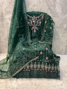 Exclusive Heavy Embroidered Organza Dress Material with Dupatta for Pakistani Collection for Parties Indian & Pakistani Clothing - Product Image 4