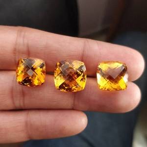 12mm AAA Natural <b>Citrine</b> Stone Square Cushion Cut Faceted Loose Calibrated Gemstone for Jewelry Making <b>Pendant</b> Ring Setting Bulk - Product Image 1