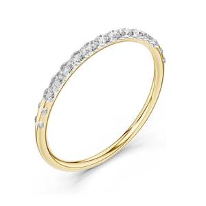 Anillo de Diamantes de Laboratorio de 0.12 CT con Banda Curva y Pavé para Mujer, Claridad VVS-VS EF, Oro de 18K, 14K, 10K y Plata 925, Moissanita - Product Image 4
