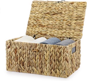 Caja de almacenamiento de jacinto de agua con tapa a presión, caja de almacenamiento hecha a mano, ecológica, natural, para el hogar y decoración del hogar, venta al por mayor desde Vietnam - Product Image 1