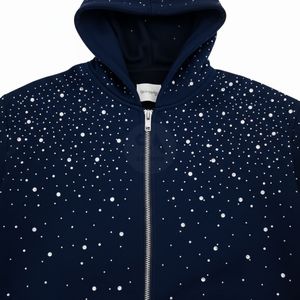 Sweat-shirts à capuche unisexe d'hiver avec strass, coupe ample, pour hommes, de haute qualité, 100% coton, 460 GSM, poids lourd, teint uni, coupe-vent - Product Image 4