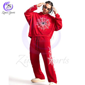 Respirant doux au toucher matériau conception Unique entièrement personnalisé hommes lâche tricot à manches longues sweat ensembles pour la vente en gros - Product Image 6