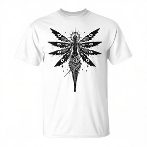 T-shirt gothique Angel Seraphim, noir et blanc, design religieux, vêtements artistiques symboliques - Product Image 2