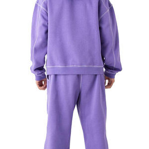 Ensemble de jogging imprimé en relief avec pantalon de survêtement, sweat-shirt à capuche zippé délavé à l'acide personnalisé pour homme, survêtement à jambes évasées pour l'hiver - Product Image 3